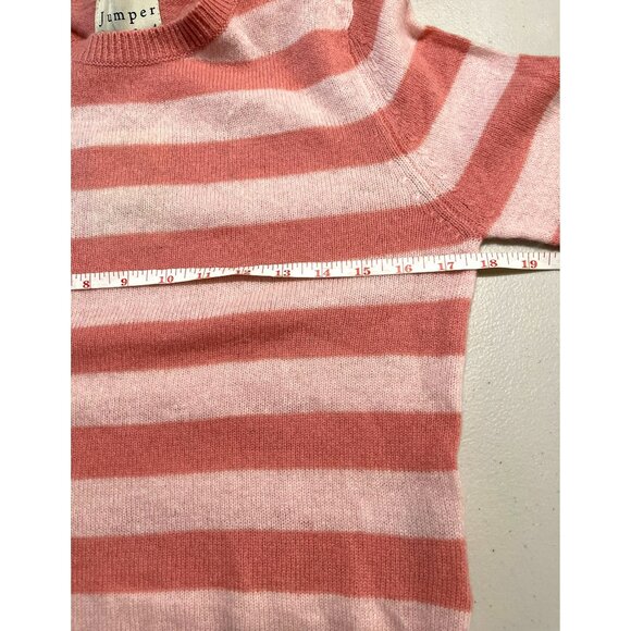 New Jumper 1234 Tea Rose Blossom Stripe Cashmere Sweater Womens XS Soft Crewneck - Picture 5 of 5